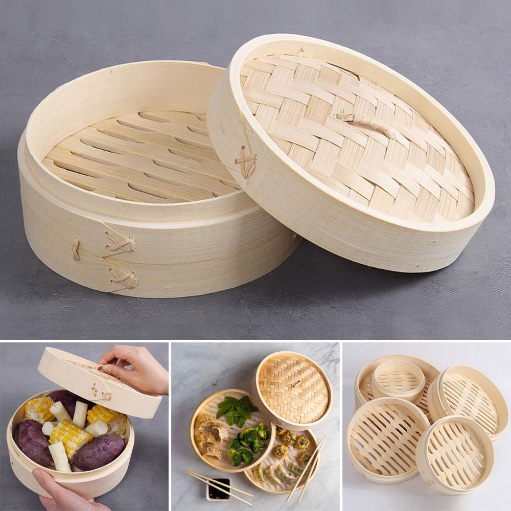 Bao Steamer Bamboo - Chinesischer Dampfgarer, Bambus-Dampfgarer, Dimsum, Kochen mit